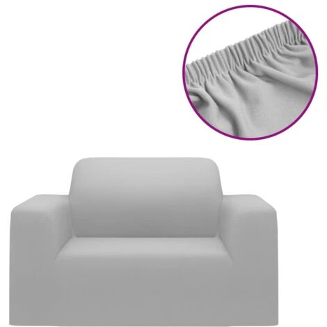 Stretch Couch Slipcover Grey Polyester Jersey VidaXL 3 Stretch Couch Slipcover Grey Polyester Jersey VidaXL