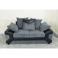 Rio 3 & 2 Seater Jumbo Cord Fabric Sofa Set - Black & Grey -Living Room Furniture Store 63516397 3