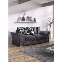 Shannon 3 & 2 Seater Chenille Fabric Sofa Set - Black & Grey -Living Room Furniture Store 63516401 3