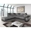 Rio Left Hand Facing Jumbo Cord Fabric Corner Sofa - Black & Grey -Living Room Furniture Store 63520156 1