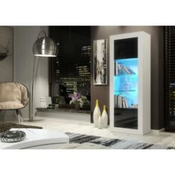 Modern Sideboard Display Cabinet Cupboard TV Stand Living Room High Gloss Doors - White & Black -Living Room Furniture Store 63587273 3