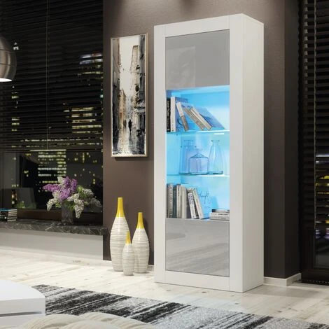 Modern Sideboard Display Cabinet Cupboard TV Stand Living Room High Gloss Doors - White & Grey 3 Modern Sideboard Display Cabinet Cupboard TV Stand Living Room High Gloss Doors - White & Grey