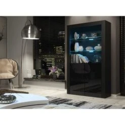 Modern Sideboard Display Cabinet Cupboard TV Stand Living Room High Gloss Doors - Black -Living Room Furniture Store 63587293 3