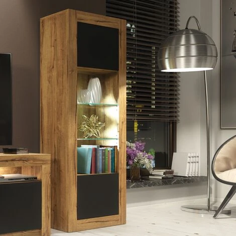 Modern Sideboard Display Cabinet Cupboard TV Stand Living Room Matte Doors - Oak & Black 3 Modern Sideboard Display Cabinet Cupboard TV Stand Living Room Matte Doors - Oak & Black