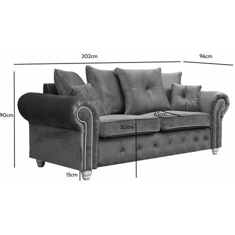 Olympia 3 & 2 Seater Plush Velvet Fabric Sofa Set - Grey 6 Olympia 3 & 2 Seater Plush Velvet Fabric Sofa Set - Grey - Image 4