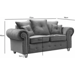 Olympia 3 & 2 Seater Plush Velvet Fabric Sofa Set - Grey 11 Olympia 3 & 2 Seater Plush Velvet Fabric Sofa Set - Grey -Living Room Furniture Store 63697782 5