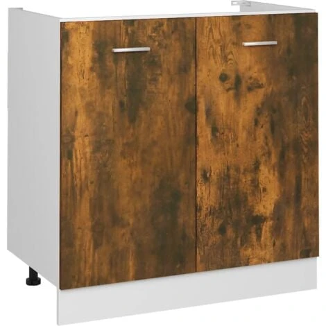 Sink Bottom Cabinet Smoked Oak 80x46x81.5 Cm Engineered Wood VidaXL 3 Sink Bottom Cabinet Smoked Oak 80x46x81.5 Cm Engineered Wood VidaXL
