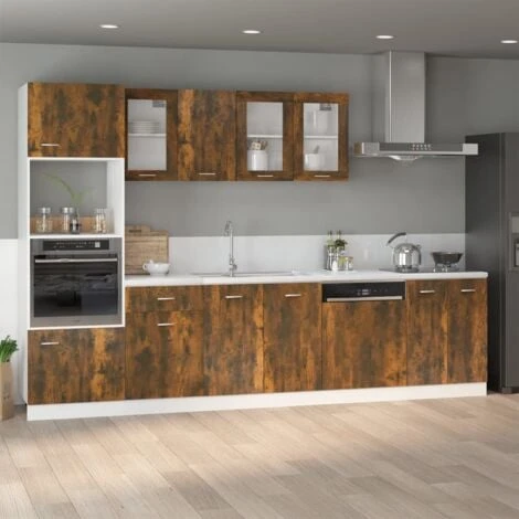 Sink Bottom Cabinet Smoked Oak 80x46x81.5 Cm Engineered Wood VidaXL 4 Sink Bottom Cabinet Smoked Oak 80x46x81.5 Cm Engineered Wood VidaXL - Image 2