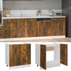 Sink Bottom Cabinet Smoked Oak 80x46x81.5 Cm Engineered Wood VidaXL 10 Sink Bottom Cabinet Smoked Oak 80x46x81.5 Cm Engineered Wood VidaXL -Living Room Furniture Store 64017358 4