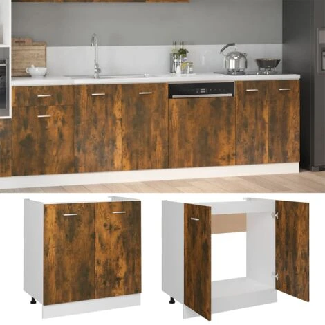 Sink Bottom Cabinet Smoked Oak 80x46x81.5 Cm Engineered Wood VidaXL 6 Sink Bottom Cabinet Smoked Oak 80x46x81.5 Cm Engineered Wood VidaXL - Image 4