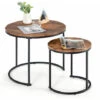 Set Of 2 Round Nesting Coffee Table Compact Stacking Side Tables Space-saving -Living Room Furniture Store 64195856 1