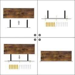 Floating Shelves, Set Of 2, Wall Mounted Shelves, Decorative Wall Shelf With Length 60 Cm, Wall Display Racks, Invisible Brackets, Bedroom, Living Room, Office, HOOBRO EBF60BJ01 -Living Room Furniture Store 64867553 5