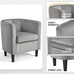 Yaheetech Barrel-shaped Chair Accent Arm Chair, Gray -Living Room Furniture Store 65209519 4