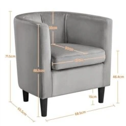 Yaheetech Barrel-shaped Chair Accent Arm Chair, Gray -Living Room Furniture Store 65209519 5