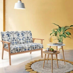 Wooden 2-Seater Loveseat Fabric Upholstered Lounge Arm Chair Sofa Chair Couch -Living Room Furniture Store 65629104 3