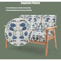 Wooden 2-Seater Loveseat Fabric Upholstered Lounge Arm Chair Sofa Chair Couch -Living Room Furniture Store 65629104 5