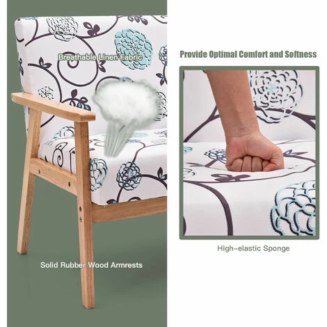 Wooden 2-Seater Loveseat Fabric Upholstered Lounge Arm Chair Sofa Chair Couch 6 Wooden 2-Seater Loveseat Fabric Upholstered Lounge Arm Chair Sofa Chair Couch - Image 4