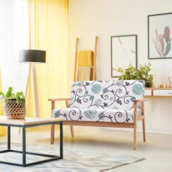 Wooden 2-Seater Loveseat Fabric Upholstered Lounge Arm Chair Sofa Chair Couch 11 Wooden 2-Seater Loveseat Fabric Upholstered Lounge Arm Chair Sofa Chair Couch -Living Room Furniture Store 65629117 5