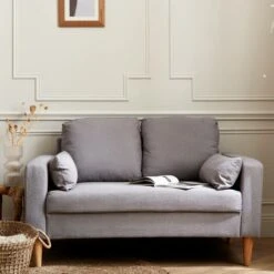 Medium 2-seater Sofa Scandi-style With Wooden Legs - Bjorn - Light Grey 9 Medium 2-seater Sofa Scandi-style With Wooden Legs - Bjorn - Light Grey -Living Room Furniture Store 65722440 3