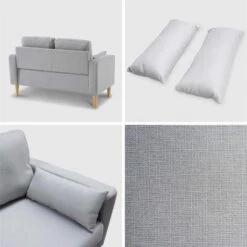 Medium 2-seater Sofa Scandi-style With Wooden Legs - Bjorn - Light Grey 10 Medium 2-seater Sofa Scandi-style With Wooden Legs - Bjorn - Light Grey -Living Room Furniture Store 65722440 4