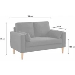 Medium 2-seater Sofa Scandi-style With Wooden Legs - Bjorn - Light Grey 11 Medium 2-seater Sofa Scandi-style With Wooden Legs - Bjorn - Light Grey -Living Room Furniture Store 65722440 5