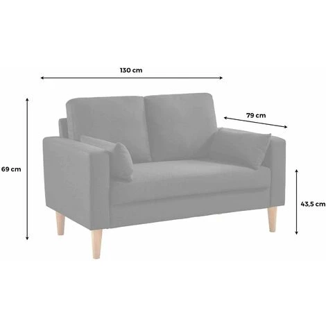 Medium 2-seater Sofa Scandi-style With Wooden Legs - Bjorn - Light Grey 7 Medium 2-seater Sofa Scandi-style With Wooden Legs - Bjorn - Light Grey - Image 5