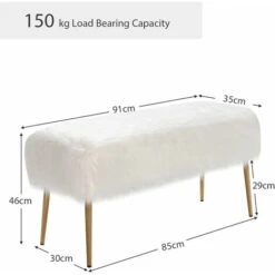 Furry Faux Fur Footrest Large Vanity Stool Chair Padded Ottoman Seat Metal Legs -Living Room Furniture Store 66022900 4