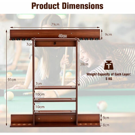 Billiards Pool Cue Rack Wall Mounted Billiard Stick Holder Made Of Solid Pine 4 Billiards Pool Cue Rack Wall Mounted Billiard Stick Holder Made Of Solid Pine - Image 2