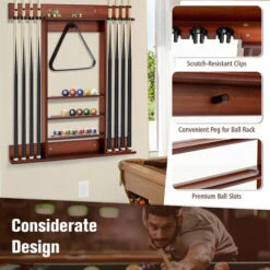 Billiards Pool Cue Rack Wall Mounted Billiard Stick Holder Made Of Solid Pine 10 Billiards Pool Cue Rack Wall Mounted Billiard Stick Holder Made Of Solid Pine -Living Room Furniture Store 66022904 4