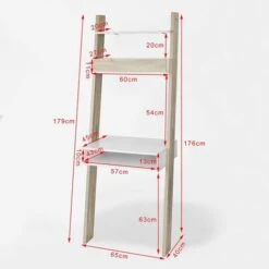 SoBuy Wall Ladder Bookcases And Shelving Unit With 2 Storage Unit & Desk Workstation,FRG111-WN -Living Room Furniture Store 6614201 3