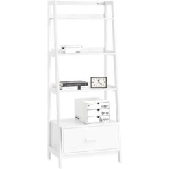 Living Room Furniture Store 31 SoBuy 4-Tiers Ladder Storage Display Shelf Bookcase With Drawer And Shelves,FRG116-W