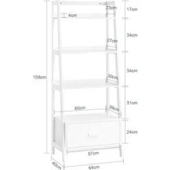 SoBuy 4-Tiers Ladder Storage Display Shelf Bookcase With Drawer And Shelves,FRG116-W -Living Room Furniture Store 6614203 3