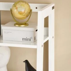 SoBuy 4-Tiers Ladder Storage Display Shelf Bookcase With Drawer And Shelves,FRG116-W -Living Room Furniture Store 6614203 5