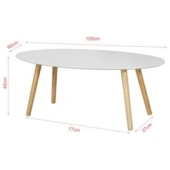 SoBuy Wood White Living Room Oval Coffee Table,FBT61-W -Living Room Furniture Store 6614226 2