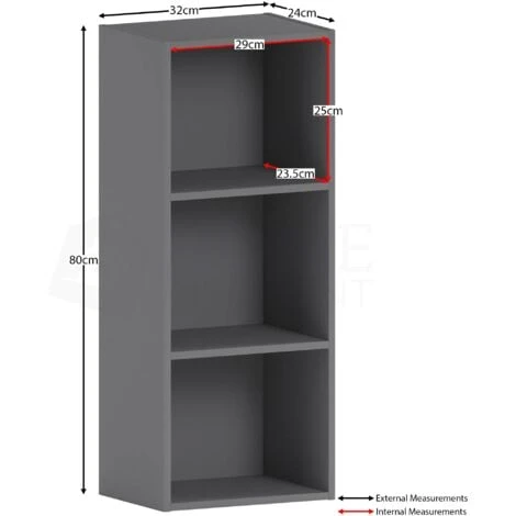 Oxford 3 Tier Cube Bookcase Shelving Storage Unit, Grey 4 Oxford 3 Tier Cube Bookcase Shelving Storage Unit, Grey - Image 2