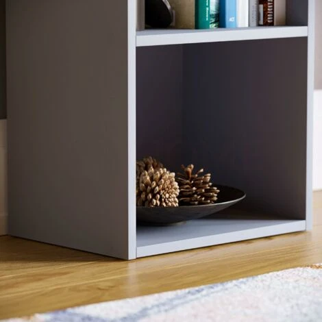 Oxford 3 Tier Cube Bookcase Shelving Storage Unit, Grey 6 Oxford 3 Tier Cube Bookcase Shelving Storage Unit, Grey - Image 4