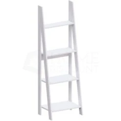 Bristol 4 Tier Ladder Shelf Storage Rack Wood Bookcase Shelving Unit Display Stand, White -Living Room Furniture Store 66167908 5