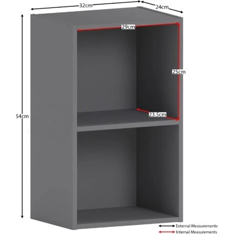 Oxford 2 Tier Cube Bookcase Shelving Storage Unit, Grey 4 Oxford 2 Tier Cube Bookcase Shelving Storage Unit, Grey - Image 2