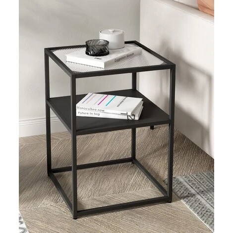 Hallowood Furniture Bewdley Small Black Metal Side Table - Glass Top Coffee Table With Shelf And Metal Frame – Living Room Lamp Table – Hallway Console Table And Telephone Plant Stand - Bedside Table 3 Hallowood Furniture Bewdley Small Black Metal Side Table - Glass Top Coffee Table With Shelf And Metal Frame – Living Room Lamp Table – Hallway Console Table And Telephone Plant Stand - Bedside Table