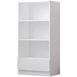 Maldon Matt White Bookcase 3 Open Bookshelf 120cm Tall