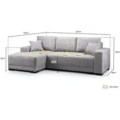 Honeypot - Sofa Cimiano - Corner Sofa Bed - Storage - Fabric - Black Grey White (All Grey, Left Hand Corner) -Living Room Furniture Store 67541475 3
