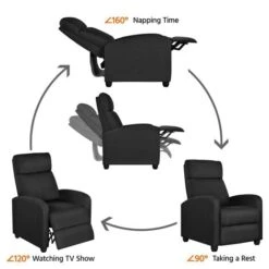 Yaheetech Fabric Recliner Chair Single Recliner Sofa, Black -Living Room Furniture Store 67556248 4