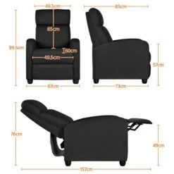 Yaheetech Fabric Recliner Chair Single Recliner Sofa, Black -Living Room Furniture Store 67556248 5