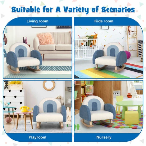 Kids Rocking Chair Children Armchair Velvet Upholstered Sofa W/ Solid Wood Legs 5 Kids Rocking Chair Children Armchair Velvet Upholstered Sofa W/ Solid Wood Legs - Image 3