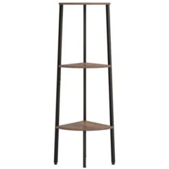 3-Tier Corner Shelf Dark Brown And Black 45.5x31.5x120 Cm VidaXL -Living Room Furniture Store 68352206 4