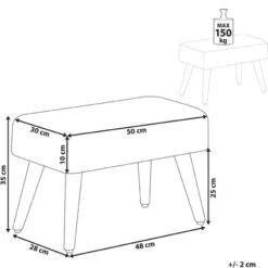 Modern Retro Upholstered Occasional Footstool Wooden Legs Beige Takoma -Living Room Furniture Store 6856909 3