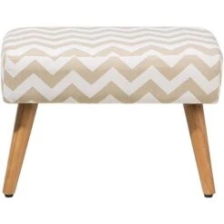 Modern Retro Upholstered Occasional Footstool Wooden Legs Beige Takoma -Living Room Furniture Store 6856909 4