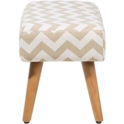 Modern Retro Upholstered Occasional Footstool Wooden Legs Beige Takoma -Living Room Furniture Store 6856909 5