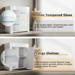 ELEGANT Modern LED Small Display Cabinet In White High Gloss 830 X 750 X 35 Mm Cupboard With 5mm Tempered Safety Glass Shelves Sideboard Unit For Living Room 9 ELEGANT Modern LED Small Display Cabinet In White High Gloss 830 X 750 X 35 Mm Cupboard With 5mm Tempered Safety Glass Shelves Sideboard Unit For Living Room -Living Room Furniture Store 69498012 3