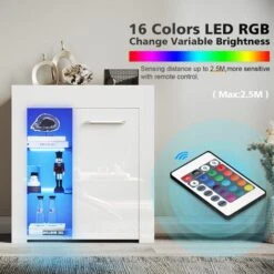 ELEGANT Modern LED Small Display Cabinet In White High Gloss 830 X 750 X 35 Mm Cupboard With 5mm Tempered Safety Glass Shelves Sideboard Unit For Living Room 10 ELEGANT Modern LED Small Display Cabinet In White High Gloss 830 X 750 X 35 Mm Cupboard With 5mm Tempered Safety Glass Shelves Sideboard Unit For Living Room -Living Room Furniture Store 69498012 4